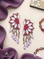 Ardhikrit- The Rosewood Halves- Stones, Resham And Glass Drops Hand Embroidered Earrings