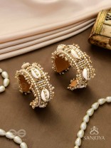 Lavnakar- The Coast Of Treasures- Shells And Beads Hand Embroidered Bangles (Set Of 2)