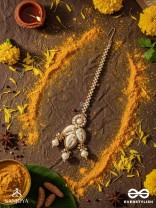 Savishkaar- The First Manifestation- Shells And Beads Hand Embroidered Maangtika