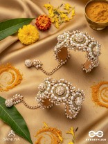 Shlaghya - The Glorious Creations - Beaded Hand Embroidered Cuff Bracelets (Set Of 2)