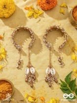 Kapardak - The Angel Braids - Beads, Shells And Glass Drops Hand Embroidered Cuff Bracelets (Set Of 2)