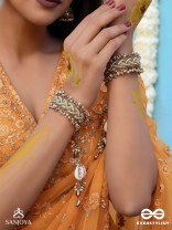 Kapardak - The Angel Braids - Beads, Shells And Glass Drops Hand Embroidered Cuff Bracelets (Set Of 2)