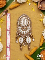 Attalika - The Lavish Castles - Shells, Beads And Glass Drops Hand Embroidered Hair Accessory 