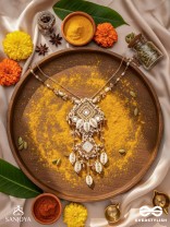 Abhivrish - The Shell Shower - Shells, Mirrors, Beads And Glass Drops Hand Embroidered Neckpiece