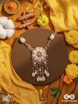 Upkulam - The Shore Letters - Shells, Beads And Pearl Drops Hand Embroidered Neckpiece