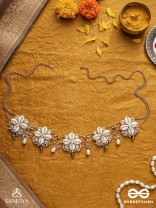 Stavkini - The Shell Bouquet - Shells, Mirrors, Beads And Glass Drops Hand Embroidered Kamarbandh