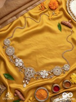 Mandlani - The Spellbinding Orbits - Shells, Mirrors, Pearls And Glass Drops Hand Embroidered Kamar Bandh