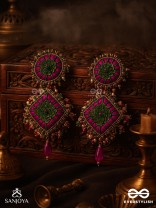Stavak - The Dahlia Bouquet - Resham, Beads And Glass Drops Hand Embroidered Earrings