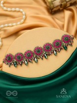 Sankirnau - The Floral Vine - Resham, Beads, Sequins And Glass Drops Hand Embroidered Choker Neckpiece