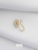 The Gorgeous Bloom - Golden Cubic Zirconia  NoseRing (NON-PIERCING)