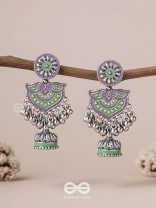 The Forest Lake- Enamelled Oxidised Earrings