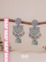 The Forest Lake- Enamelled Oxidised Earrings