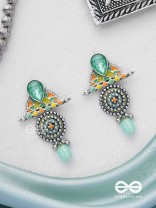 The Warm Shades - Stone Enamelled Oxidised Earrings