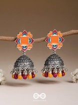 The Warm Hues - Enamelled Oxidised Jhumka Earrings