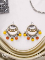 Svarvat - The Melodic Joy - Resham And Coins Hand Embroidered Oxidised Earrings 