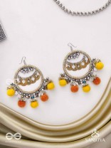 Svarvat - The Melodic Joy - Resham And Coins Hand Embroidered Oxidised Earrings 