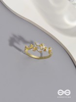 The Snowy Leaves - Cubic Zirconia Golden Ring (Adjustable)