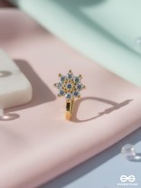 The Embedded Flower - Golden Cubic Zirconia NoseRing (NON-PIERCING)