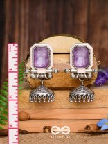 The Divine Midnight - Stone Enamelled Oxidised Earrings