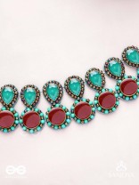 Palash - The Green Serenade - Stones And Beads Hand Embroidered Choker Neckpiece