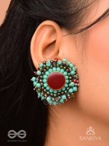 Sushaman - The Calming Greens - Beaded Hand Embroidered Earrings