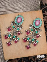 The Rosy Mist - Enamelled Oxidised Earrings