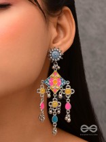 The Sunset Landscape - Enamelled Oxidised Earrings