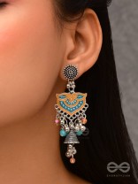 The Sunset Bells - Enamelled Oxidised Earrings