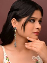 The Jade Jingles - Enamelled Oxidised Long Jhumkis