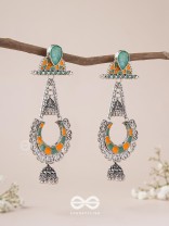 The Sage Swirls - Stone Enamelled Oxidised Earrings