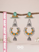 The Sage Swirls - Stone Enamelled Oxidised Earrings