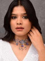 The Indigo Blush - Enamelled Oxidised Neckpiece
