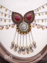 Sambhrit - The Mighty Chants - Beads And Coins Hand Embroidered Oxidised Neckpiece