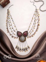 Sambhrit - The Mighty Chants - Beads And Coins Hand Embroidered Oxidised Neckpiece