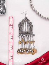 Shamvat - The Homey Tranquillity - Beads, Dabka And Coins Hand Embroidered Oxidised Earrings