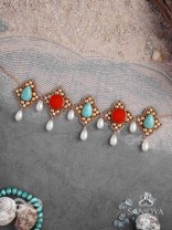 Palashabhyam - The Awakening Petals - Stones, Beads And Pearl Drops Hand Embroidered Choker Neckpiece