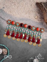 Anuragini - The Windy Music - Stones, Resham And Coins Hand Embroidered Oxidised Choker Neckpiece