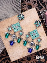 The Sea Calm - Enamelled Oxidised Earrings