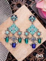 The Sea Calm - Enamelled Oxidised Earrings