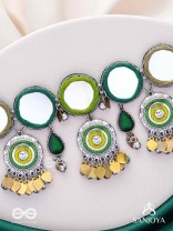 Manidarpan - The Musical Mirrors - Mirrors, Resham And Beads Hand Embroidered Enamelled Oxidised Choker Neckpiece