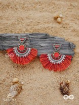 Ativikata - The Fierce Blush - Beads And Resham Hand Embroidered Oxidised Earrings