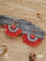 Ativikata - The Fierce Blush - Beads And Resham Hand Embroidered Oxidised Earrings