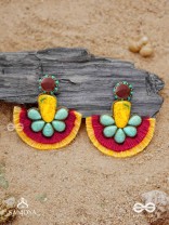 Suryatejas - The Sun-Kissed - Stones, Beads And Resham Hand Embroidered Earrings