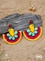 Suryatejas - The Sun-Kissed - Stones, Beads And Resham Hand Embroidered Earrings