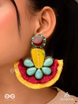 Suryatejas - The Sun-Kissed - Stones, Beads And Resham Hand Embroidered Earrings
