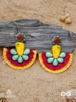 Suryatejas - The Sun-Kissed - Stones, Beads And Resham Hand Embroidered Earrings