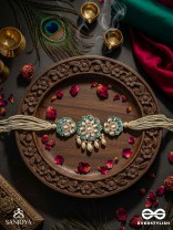 Maugdhya - The Treasured Innocence - Beads, Pearl Drops, Polki And Kundan Finished Hand Embroidered Choker Neckpiece