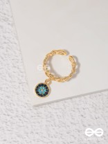The Sapphire Lights - Golden Embellished Charm Ring (Adjustable) 