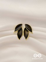 Petals Panache - Golden Enamelled Earrings (Black)