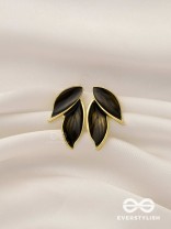 Petals Panache - Golden Enamelled Earrings (Black)